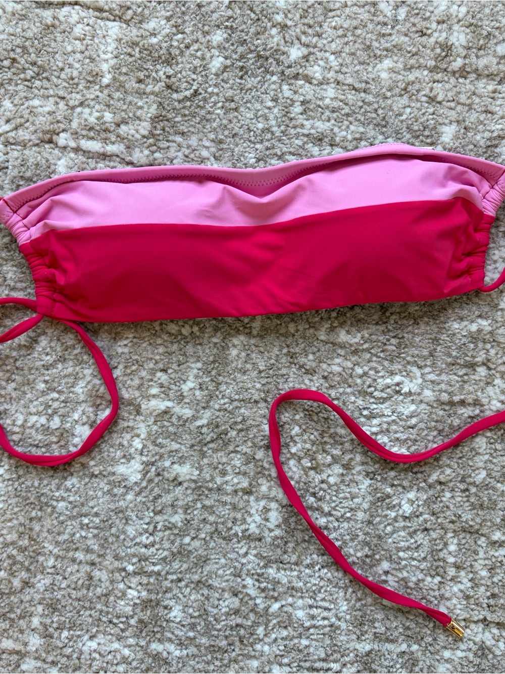 Pilyq Two-Tone Pink Bandeau Swim Top